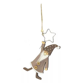 Karácsonyi dekoráció (ezüst csillag szürke ruhás figurával)