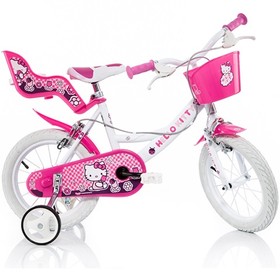 Hello Kitty rózsaszín-fehér kerékpár 14-es méretben