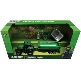 Farm játékszett traktorral és szerszámokkal