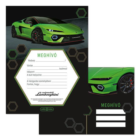 Lamborghini partimeghívó borítékkal