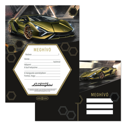 Lamborghini partimeghívó borítékkal