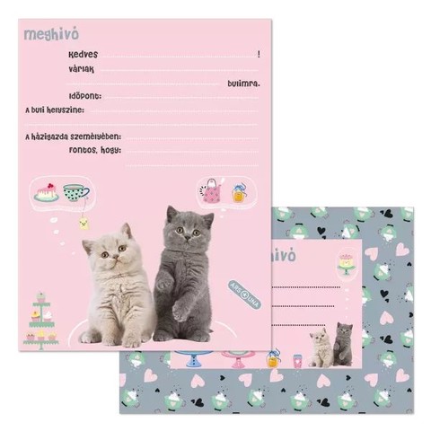 Ars Una Cute animals-tea party partimeghívó borítékkal
