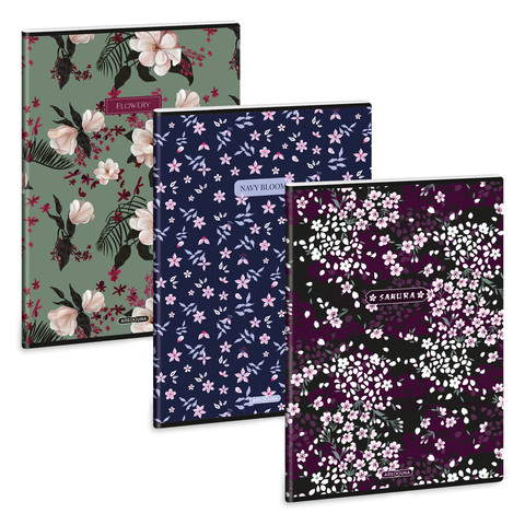Ars Una Sakura-Navy-Flowery A/4 extra kapcsos füzet-négyzethálós