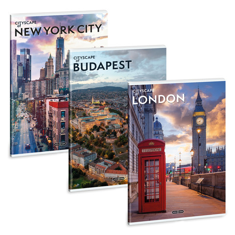 Ars Una Cityscape A/4 extra kapcsos füzet-négyzethálós