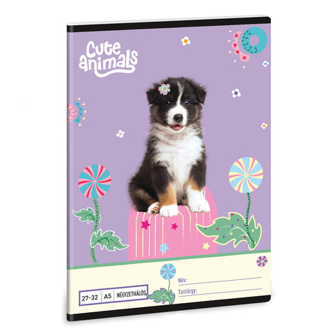 Ars Una Cute animals-Aussie A/5 négyzethálós füzet 27-32