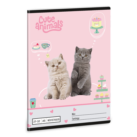 Ars Una Cute animals-tea party A/5 négyzethálós füzet 27-32