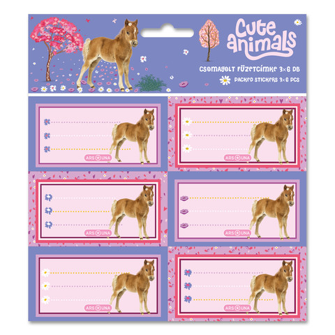 Ars Una Cute Animals-Horse csomagolt füzetcímke (3x6 db)