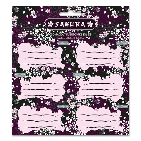 Ars Una Sakura csomagolt füzetcímke (3x6 db)