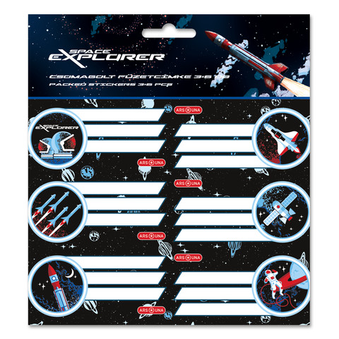 Ars Una Space explorer csomagolt füzetcímke (3x6 db)