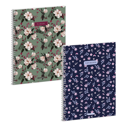 Ars Una Navy-Flowery-mix A/4 spirálfüzet-négyzethálós