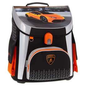 Lamborghini mágneszáras iskolatáska, narancssárga autóval