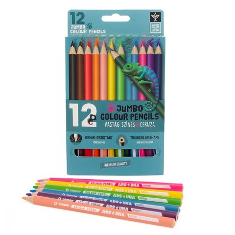 Ars Una háromszögletű színes ceruza, Jumbo - 12 színű készlet