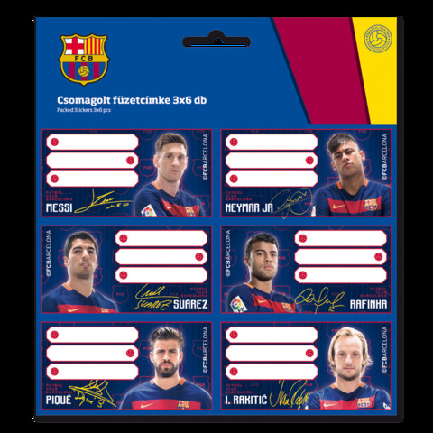 Barcelona csomagolt füzetcímke (3x6 db)