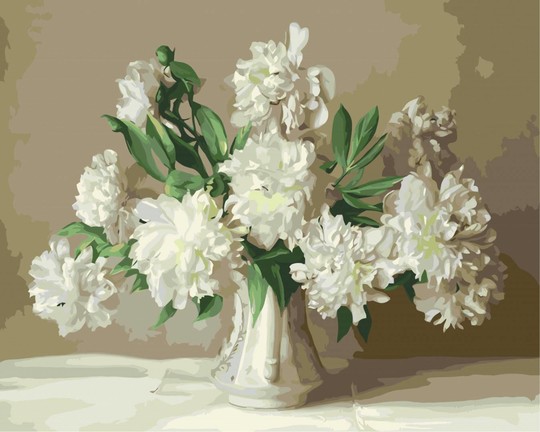 Fehér bazsarózsa vázában