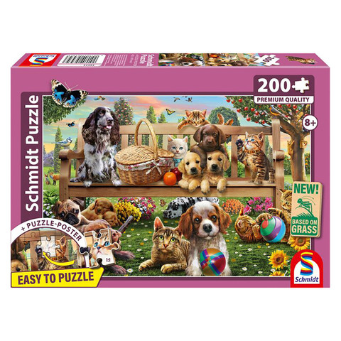 A garden picnic for dogs and cats (56534) Gyerek kirakó 200 db