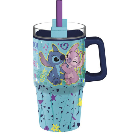Duplafalú füles termobögre, Stitch, 640 ml, kék