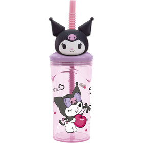 Pohár hajlítható szívószállal, 3D figurával Kuromi