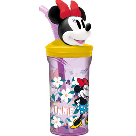 Pohár hajlítható szívószállal, 3D figurával Minnie