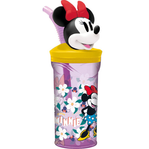 Pohár hajlítható szívószállal, 3D figurával Minnie