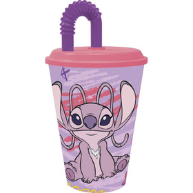 Pohár hajlítható szívószállal, Stitch Angel