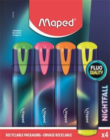 Szövegkiemelő készlet, 1-5 mm, MAPED Nightfall, 4 különböző szín