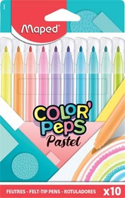 Filctoll készlet, 2,8 mm, kimosható, MAPED  Color`Peps Pastel, 10 különböző pasztell szín