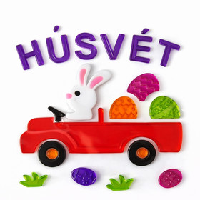 Zselés ablakdísz (nyuszi autóban)