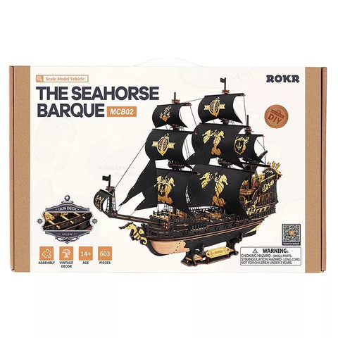 ROKR 3D fa puzzle - Csikóhal vitorláshajó
