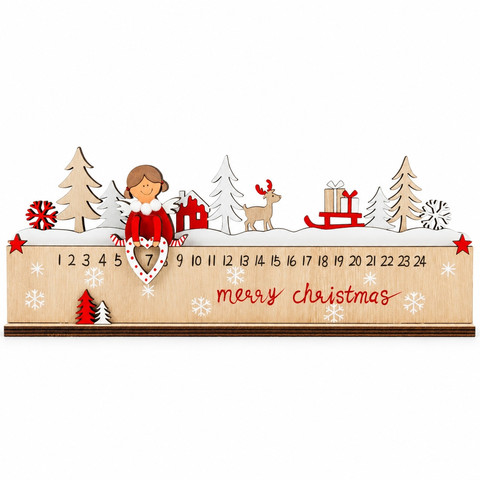 Adventi naptár - havas táj, szánkó ajándékokkal