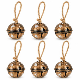Karácsonyfadísz - fém labdacsengő 6 db (bronz)