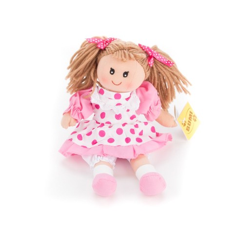 Rongybaba 30 cm (Évi, lány, barna, rózsaszín, pöttyös)
