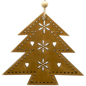 Karácsonyfadísz fából (barna fenyőfa)