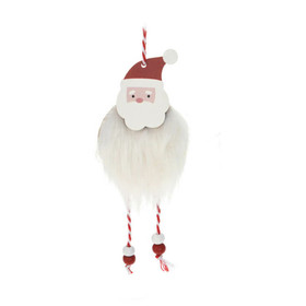 Karácsonyi dekorációs figura (fehér szőrme ruhás Mikulás)