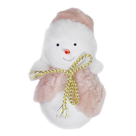 Karácsonyi dekoráció (plüss hóember rózsaszín ruhában)