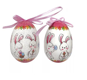 Húsvéti tojás (4db-os, nyuszik fehér-rózsaszín tojáson)