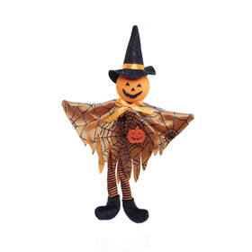 Halloween dekorációs figura (tök, pókhálós poncsóban)