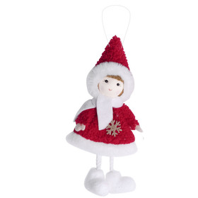 Karácsonyi dekoráció (piros bundás lány hópihével)