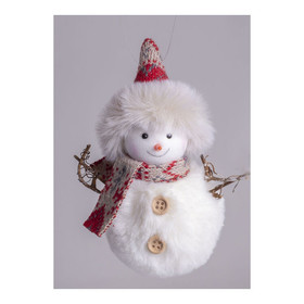 Karácsonyi dekoráció (hóember piros sállal-sapkával, 12 cm)