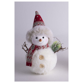 Karácsonyi dekoráció (hóember piros sállal-sapkával, 18 cm)