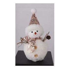 Karácsonyi dekoráció (hóember flitteres sállal-sapkával, 22 cm)