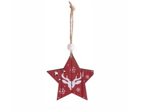 Karácsonyi dekoráció (bordó csillag rénszarvassal, 2 db)