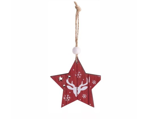 Karácsonyi dekoráció (bordó csillag rénszarvassal, 2 db)