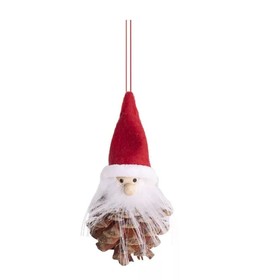 Karácsonyi dekoráció (fiú, toboz orrszakáll, piros sapkában)