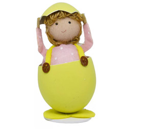 Dekorációs figura (gyerek tojásban, sárga)