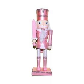 Diótörő 20 cm-es, rózsaszín ruhában és kalapban, rózsaszín karddal