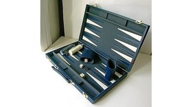 Backgammon - kék mübör koffer (38cm) - 604162