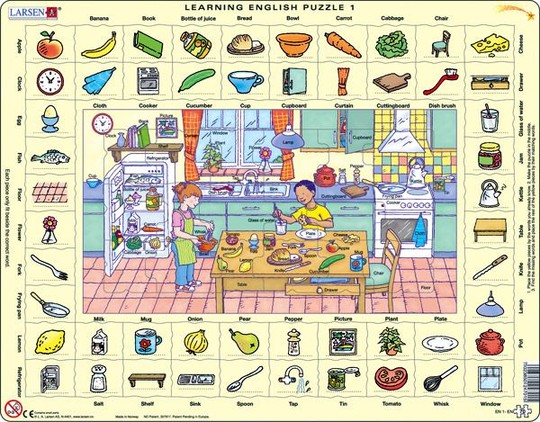 Larsen maxi puzzle 70 db-os Tanuljunk angolul! - A konyhában EN1