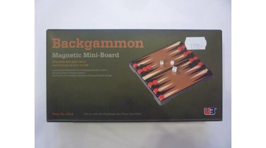 Összehajth. mágn. backgammon, műanyag, 16,5x16,5x2,5cm - 1516