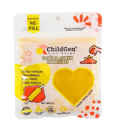 ChildGen 100% természetes gyurma visszazárható tasakban  125 gr, Sárga
