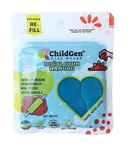 ChildGen 100% természetes gyurma visszazárható tasakban  125 gr, Kék